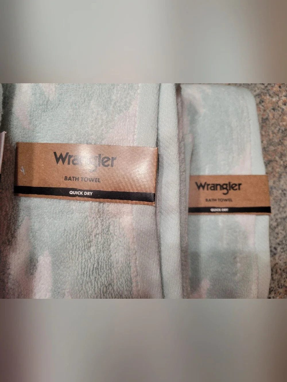 NEW Wrangler Canyon Ranch Blue Mint & White 1 Set Of 2 Hand Towels 2 Bath‎ Towel